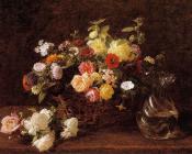 Basket of Flowers - 亨利·方丹·拉图尔